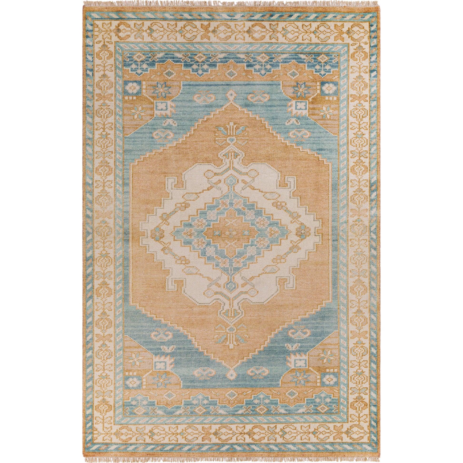 Anadolu Rug - 30386 by Surya in camel, tan, pale blue, blue, light blue, light gray. Made from 70% wool, 30% viscose in a unique style.