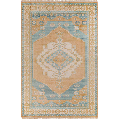 Anadolu Rug - 30386 by Surya in camel, tan, pale blue, blue, light blue, light gray. Made from 70% wool, 30% viscose in a unique style.