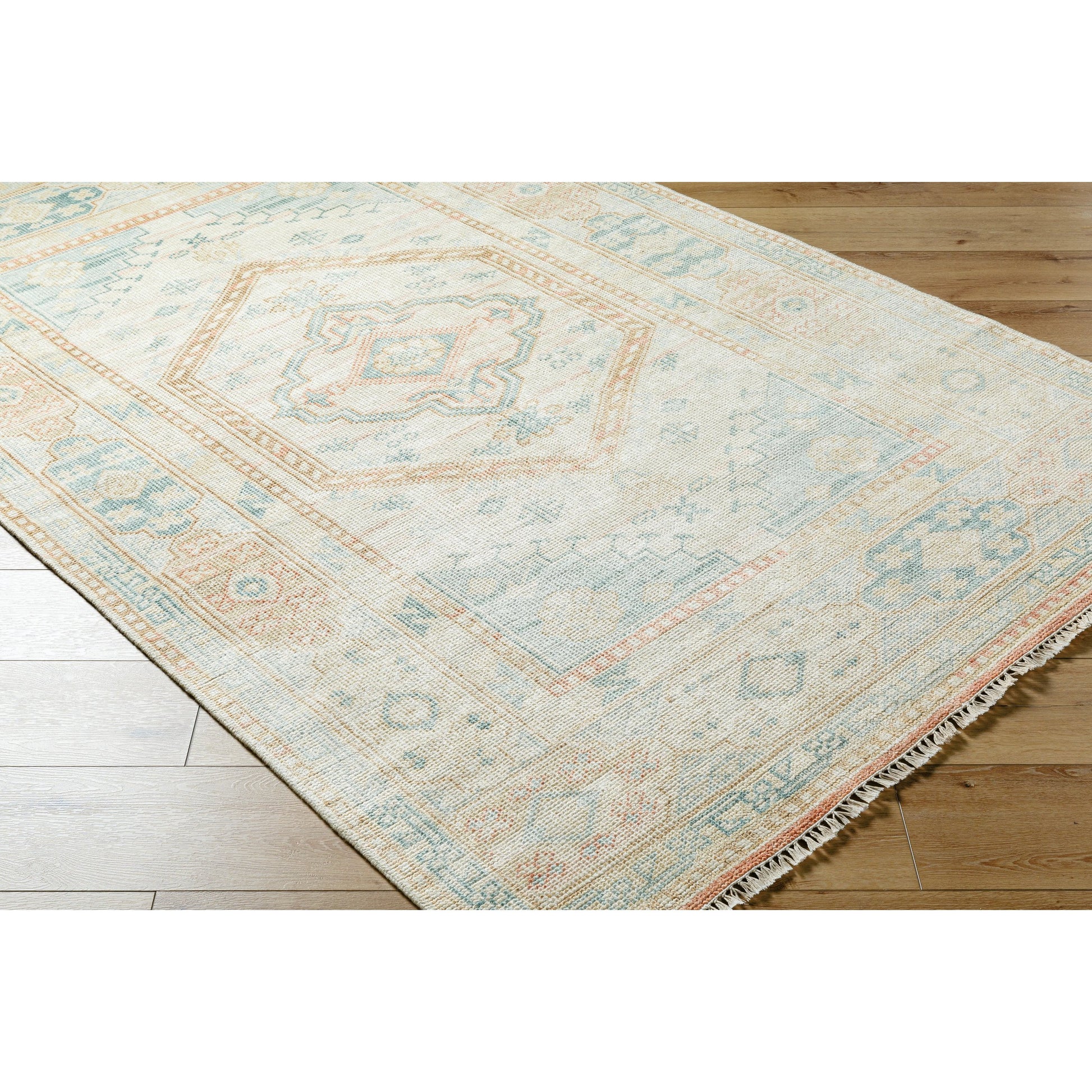 Anadolu Rug - 30387 by Surya in seafoam, beige, rose, tan. Made from 70% wool, 30% viscose in a unique style.
