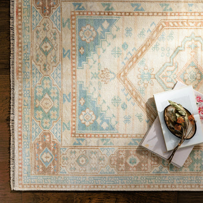 Anadolu Rug - 30387 by Surya in seafoam, beige, rose, tan. Made from 70% wool, 30% viscose in a unique style.