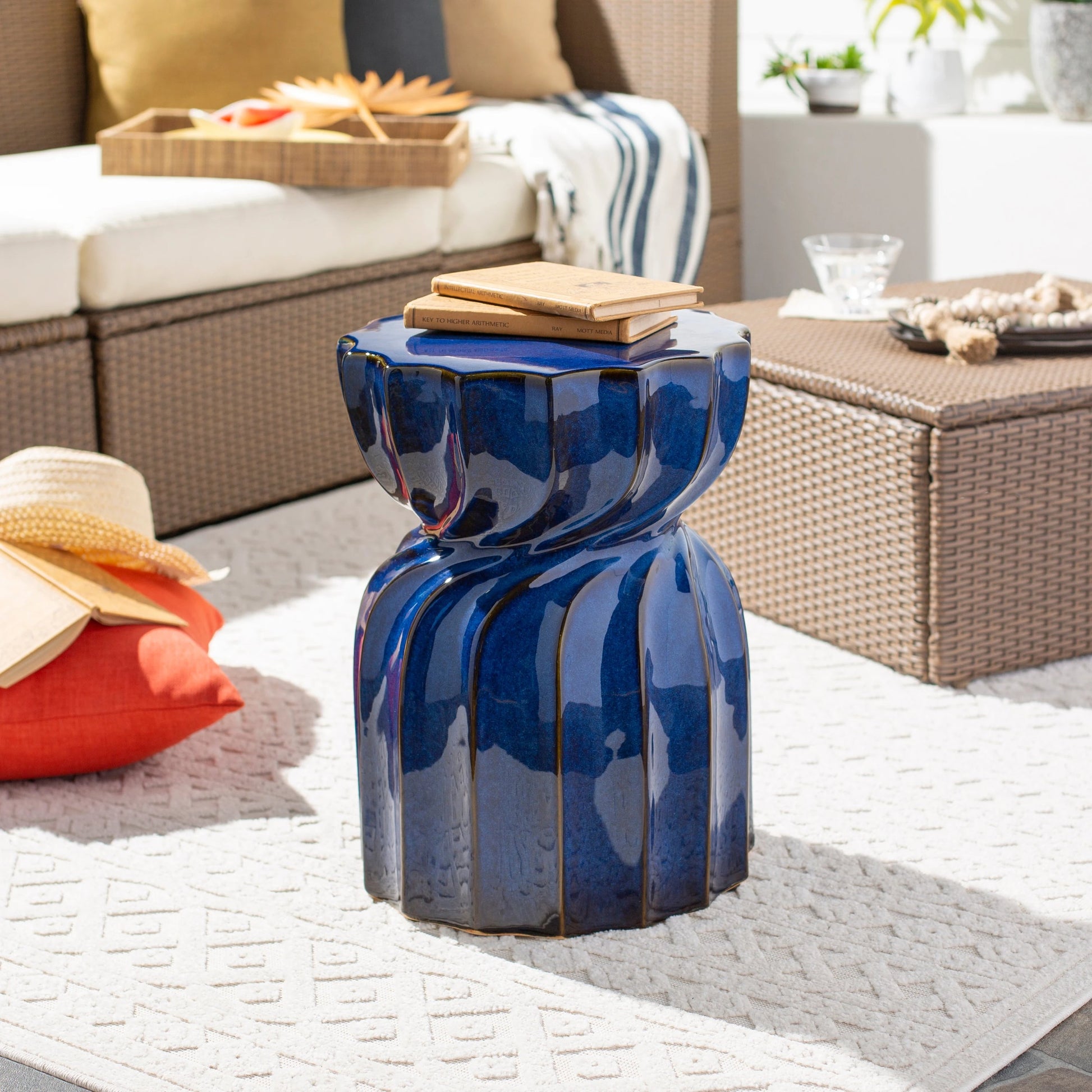Alexia Indoor/Outdoor by Livabliss in blue and glazedglazed. Made from top: ceramic, base: ceramic in a modern style.