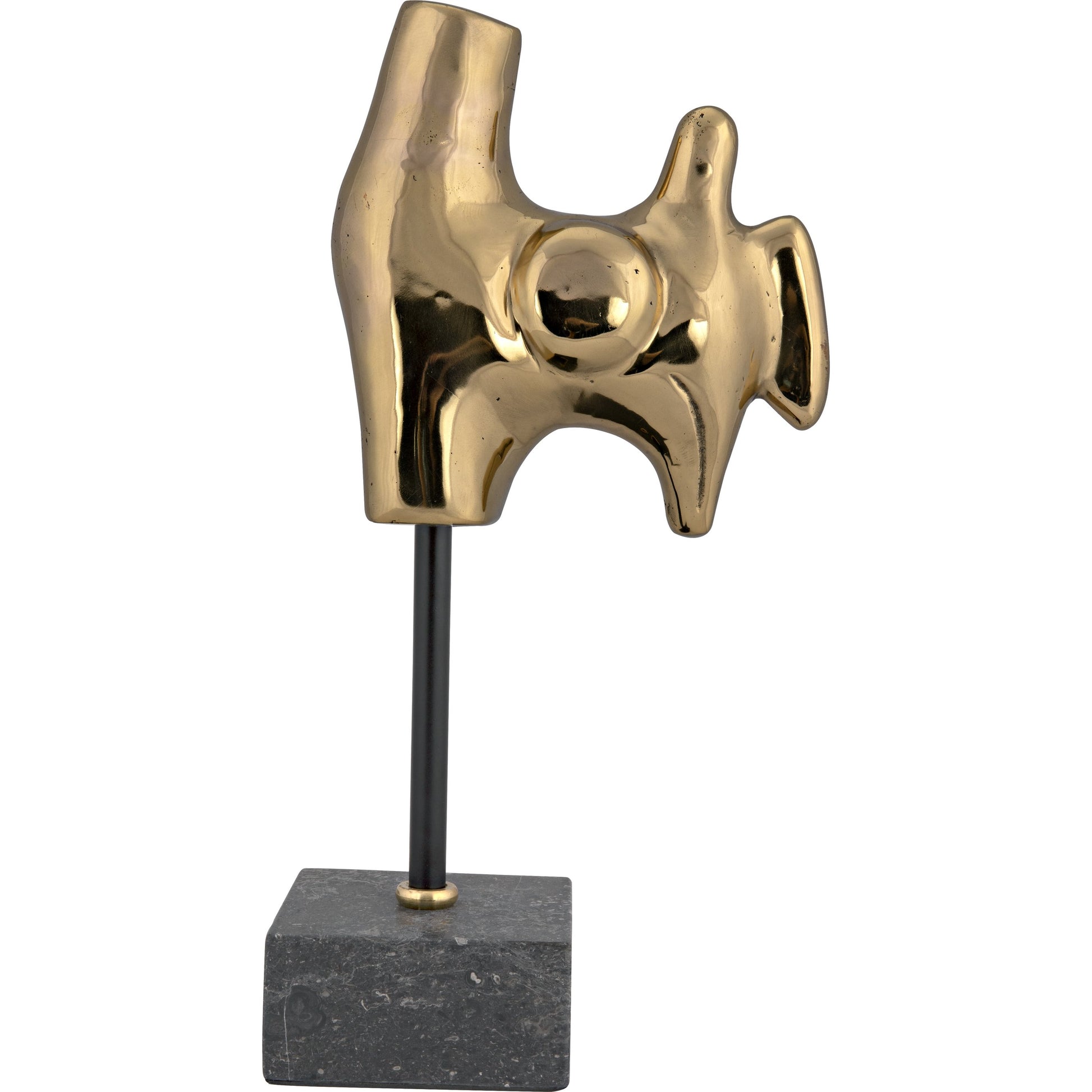 Goker by Noir in antique brass. Made from metal alloy with black marble base in a modern style.