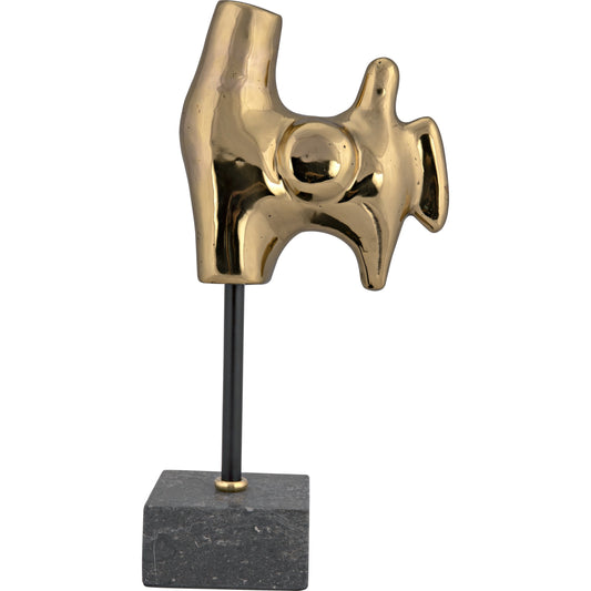 Goker by Noir in antique brass. Made from metal alloy with black marble base in a modern style.