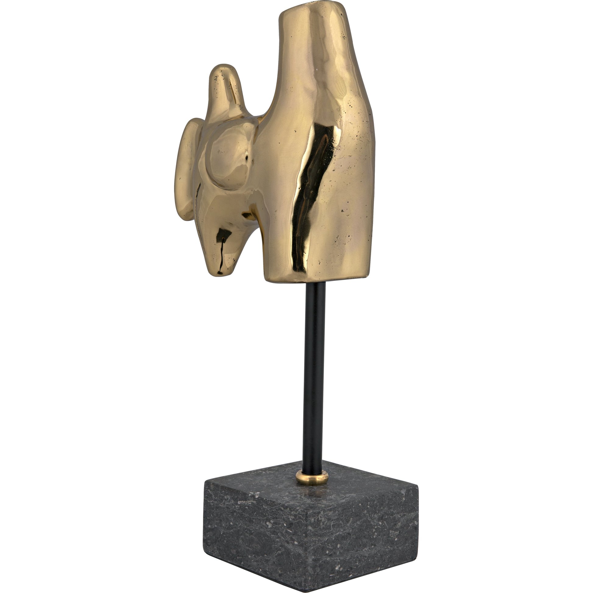 Goker by Noir in antique brass. Made from metal alloy with black marble base in a modern style.