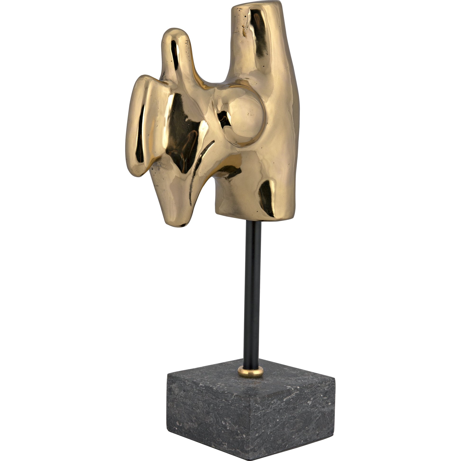 Goker by Noir in antique brass. Made from metal alloy with black marble base in a modern style.