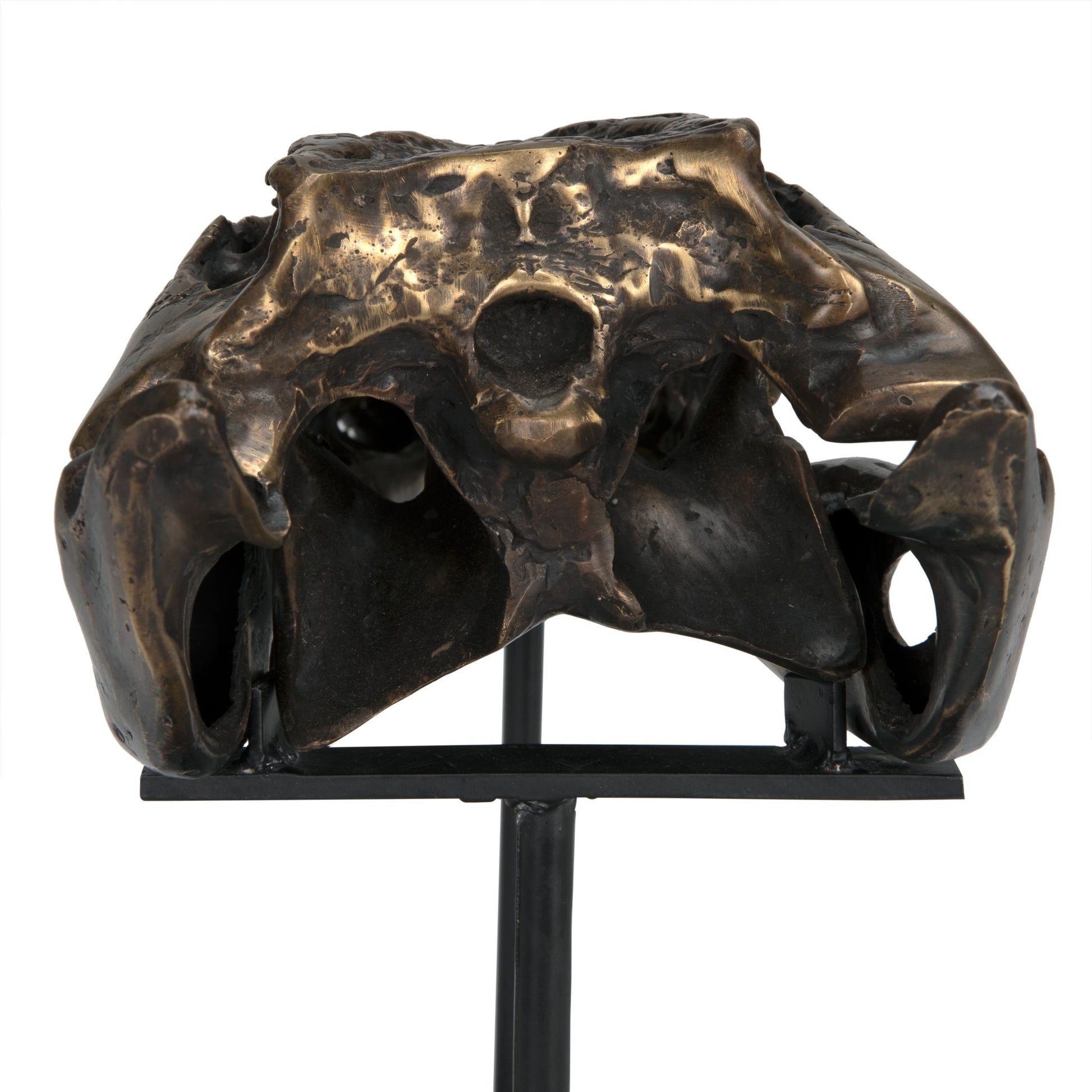 Brass Alligator on Stand by Noir in antique brass with matte black base. Made from metal alloy with industrial steel base in a modern style.