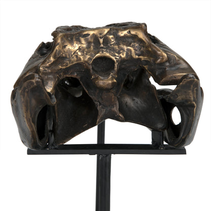 Brass Alligator on Stand by Noir in antique brass with matte black base. Made from metal alloy with industrial steel base in a modern style.
