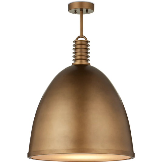 Cupola Pendant by Currey and Company in antique brass, white. Made from metal, acrylic in a rustic style.