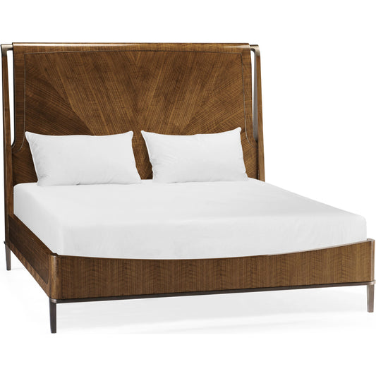 Toulouse King Panel Bed by Jonathan Charles in walnut. Made from walnut quarter figured veneer in a modern style.