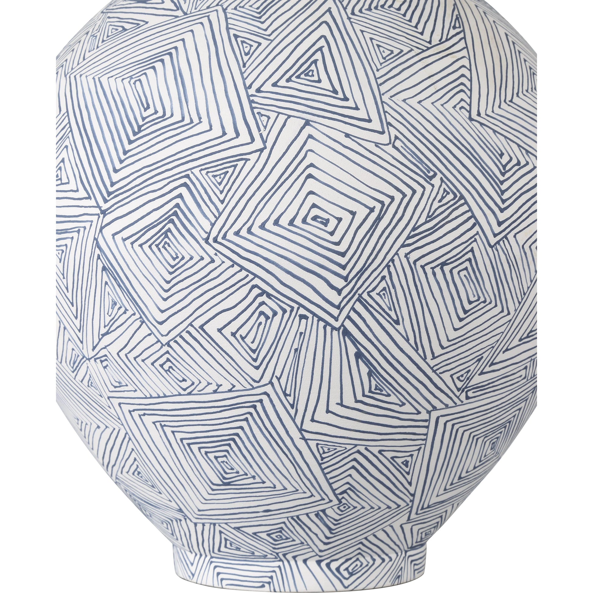 Zag Vase by Currey and Company in blue, white. Made from porcelain in a modern style.