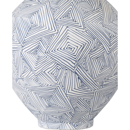 Zag Vase by Currey and Company in blue, white. Made from porcelain in a modern style.