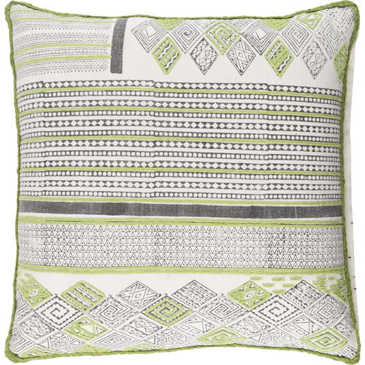 Aba Pillow - 9949 by Surya in lime, dark brown, white. Made from 100% cotton in a eclectic & global style.