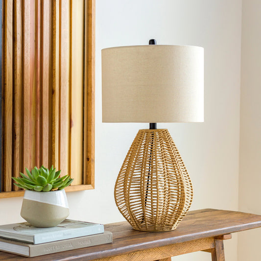 Abaco - 32407 by Surya. Made from shade (outside): linen, shade (inside): polyester, body: paper, finial: metal, harp: iron in a modern style.