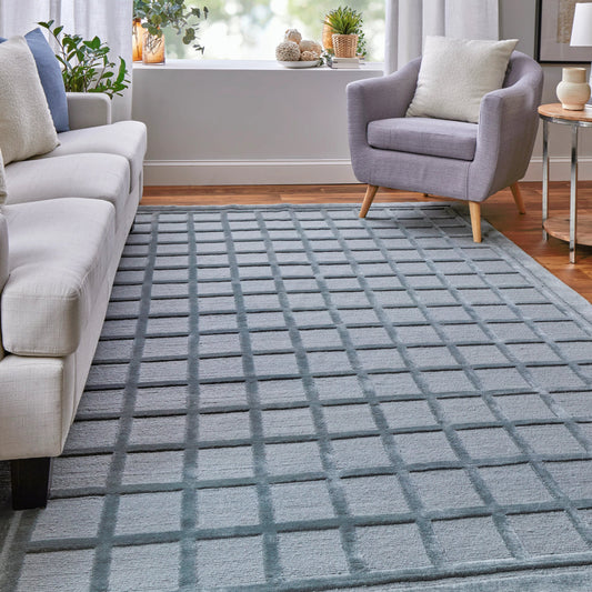 Channels Geometric Rug - 7278F by Feizy in gray, blue. Made from wool in a unique style.
