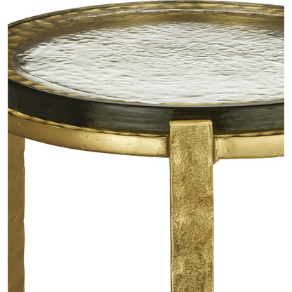 Acea Drinks Table by Currey and Company. Made from cast aluminum, cast glass in a modern style.