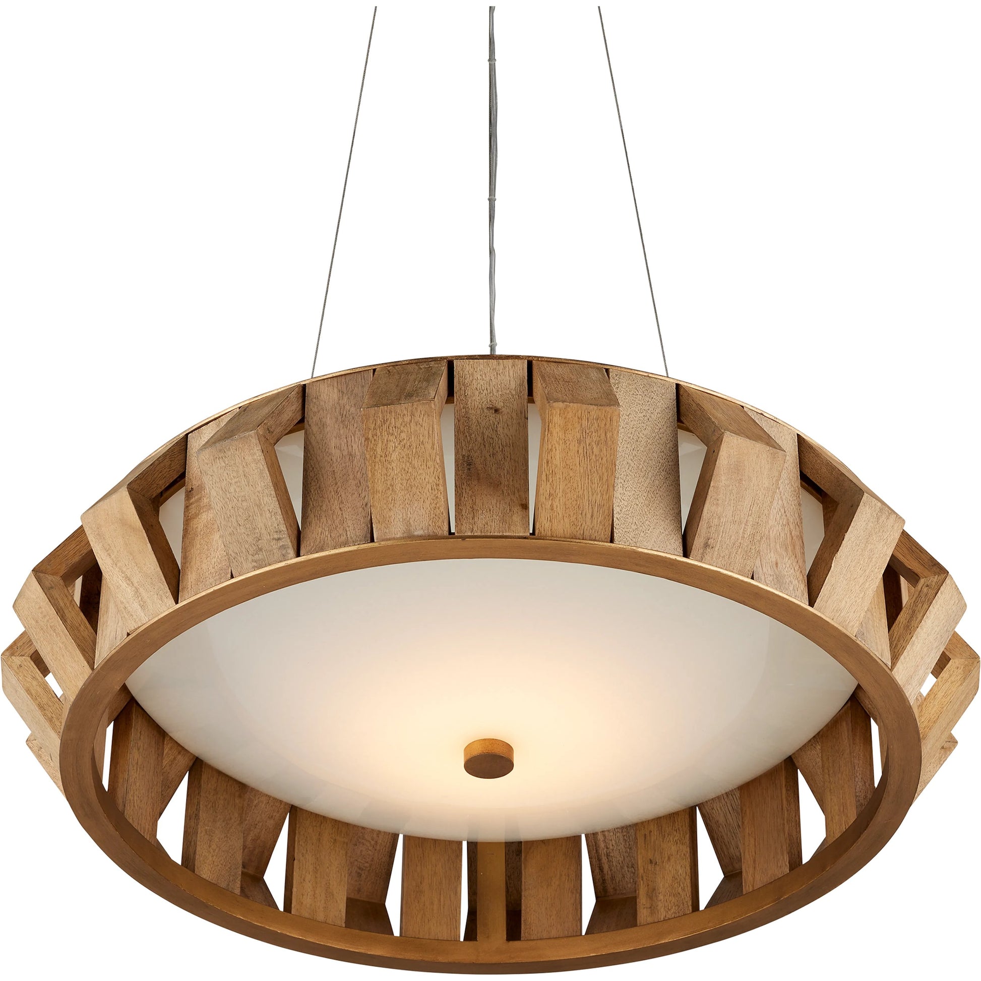 Plunge Chandelier by Currey and Company in toffee, brass, white. Made from wood, wrought iron, composite in a modern style.