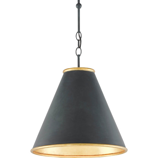 Pierrepont Pendant by Currey and Company. Made from wrought iron in a transitional style.