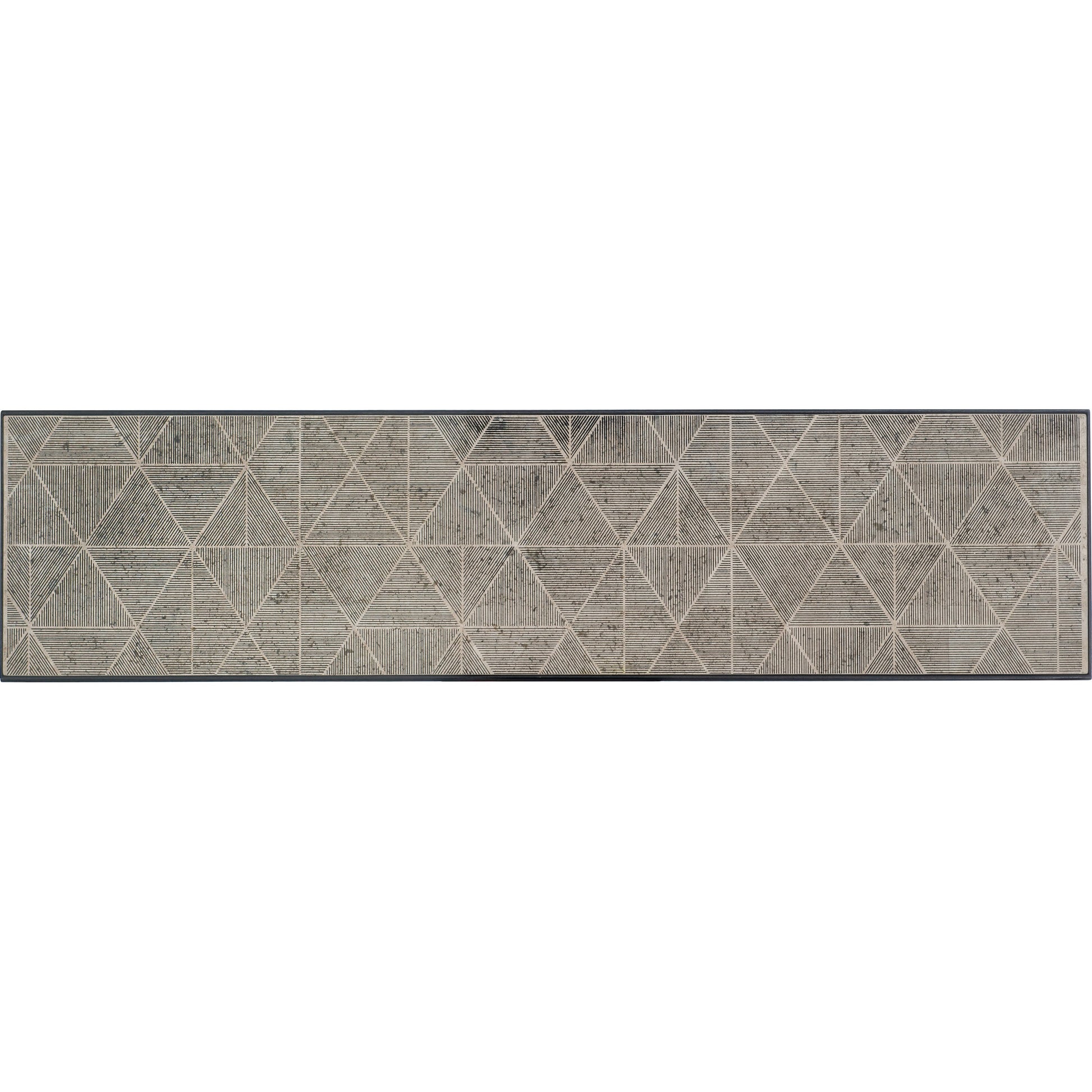Commerce & Market Metal-Wood Console Table by Hooker Furniture in black. Made from white travertine stone, carbon steel in a transitional style.
