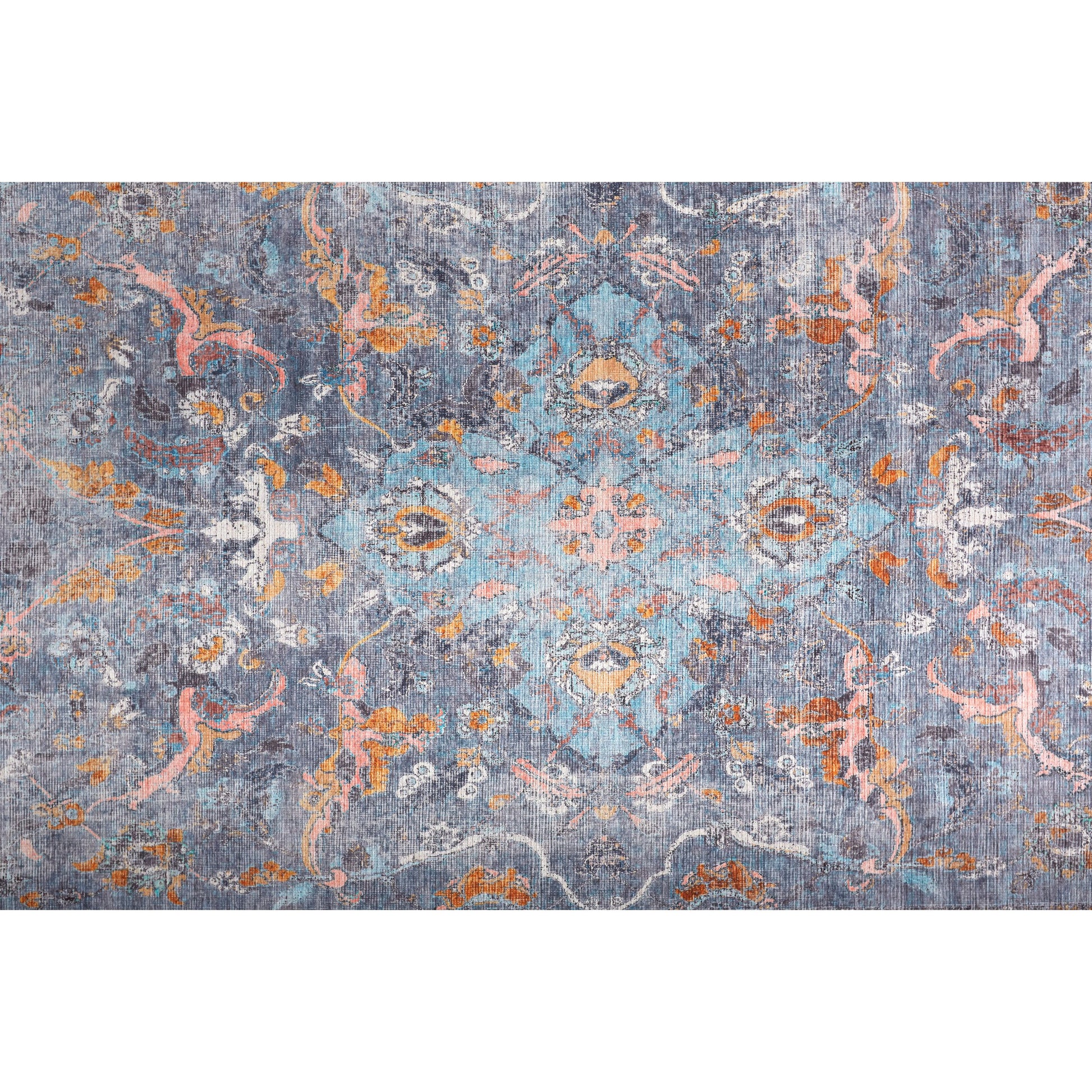 Percy Transitional Rug - 39AFF by Feizy in blue, gray, orange. Made from polyester in a unique style.