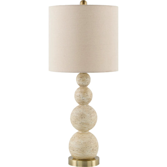 Abalak Accent Table Lamp by Livabliss in body: khaki; shade (outside): wheat; shade (inside): white; finial: khaki; harp: metallic - gold; cord: translucent and paintedpainted. Made from resin, linen, plastic in a unique sty