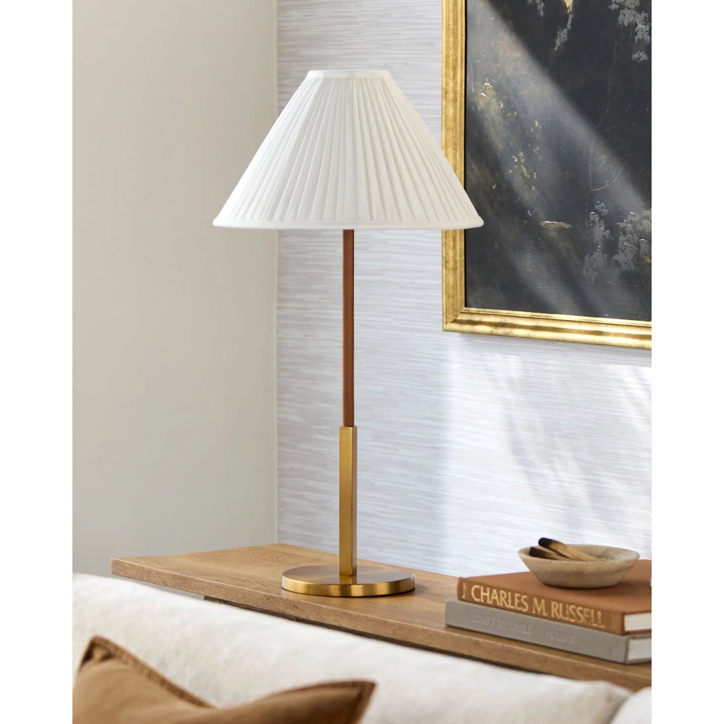 001 SI-2380023 | Lifestyle | Abisko Accent Table Lamp by Surya in metallic brass, white, translucent, gold. Made from iron, cotton in a traditional style.