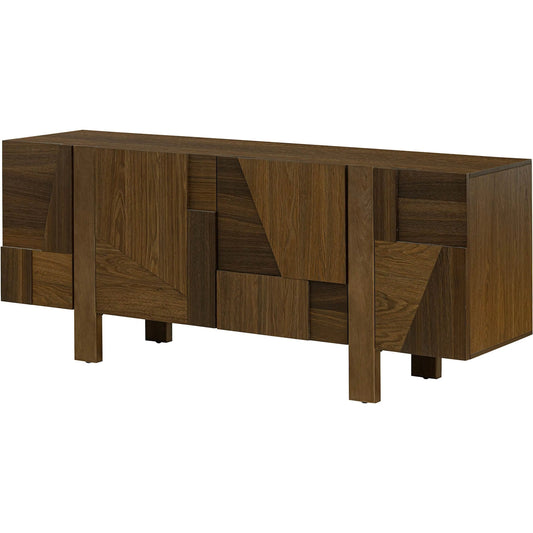 Abstract 4 Door Sideboard by LH Imports in smokey chestnut. Made from unique in a unique style.