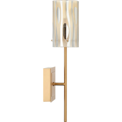 Chroman Empire 1 Light Wall Sconce by Varaluz in gold. Made from steel, glass in a unique style.