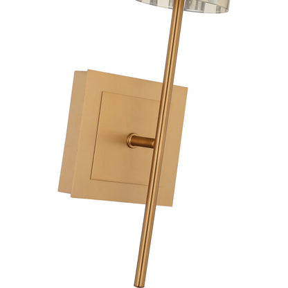 Chroman Empire 1 Light Wall Sconce by Varaluz in gold. Made from steel, glass in a unique style.
