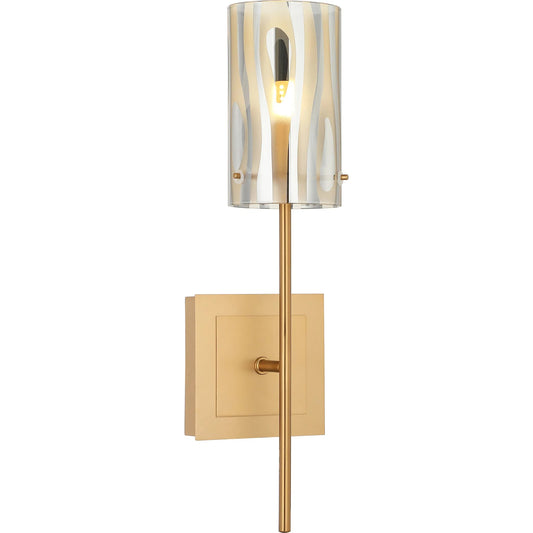 Chroman Empire 1 Light Wall Sconce by Varaluz in gold. Made from steel, glass in a unique style.