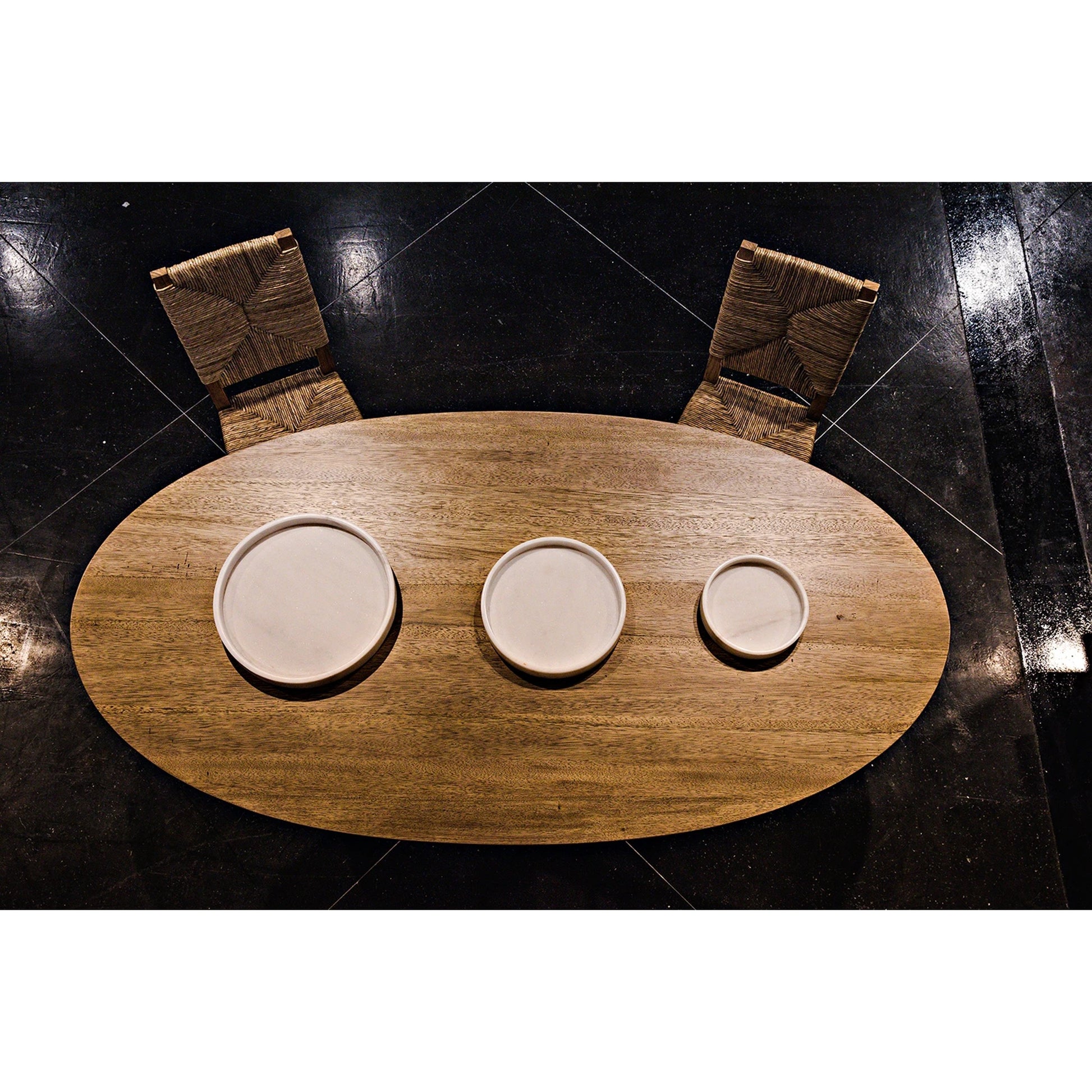 Round Tray by Noir in white stone. Made from unique in a modern style.