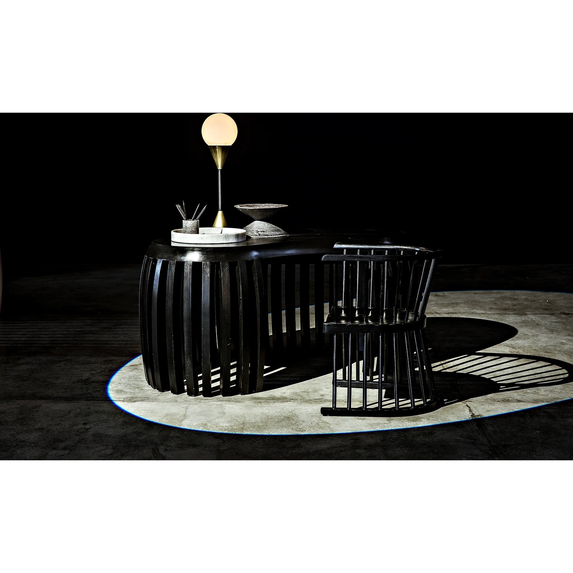 Round Tray by Noir in white stone. Made from unique in a modern style.