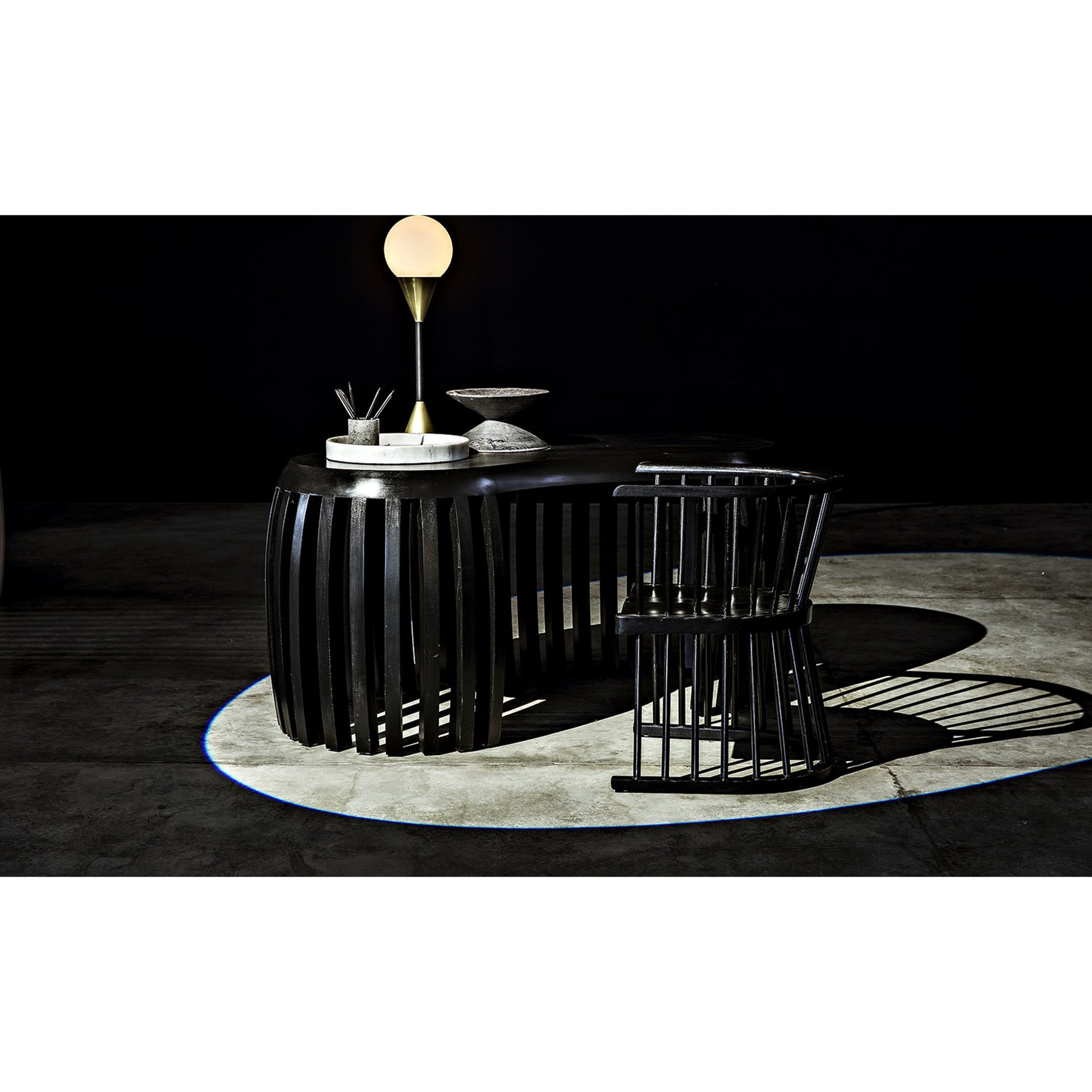 Round Tray by Noir in white stone. Made from unique in a modern style.