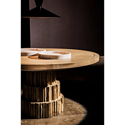 Round Tray by Noir in white stone. Made from unique in a modern style.