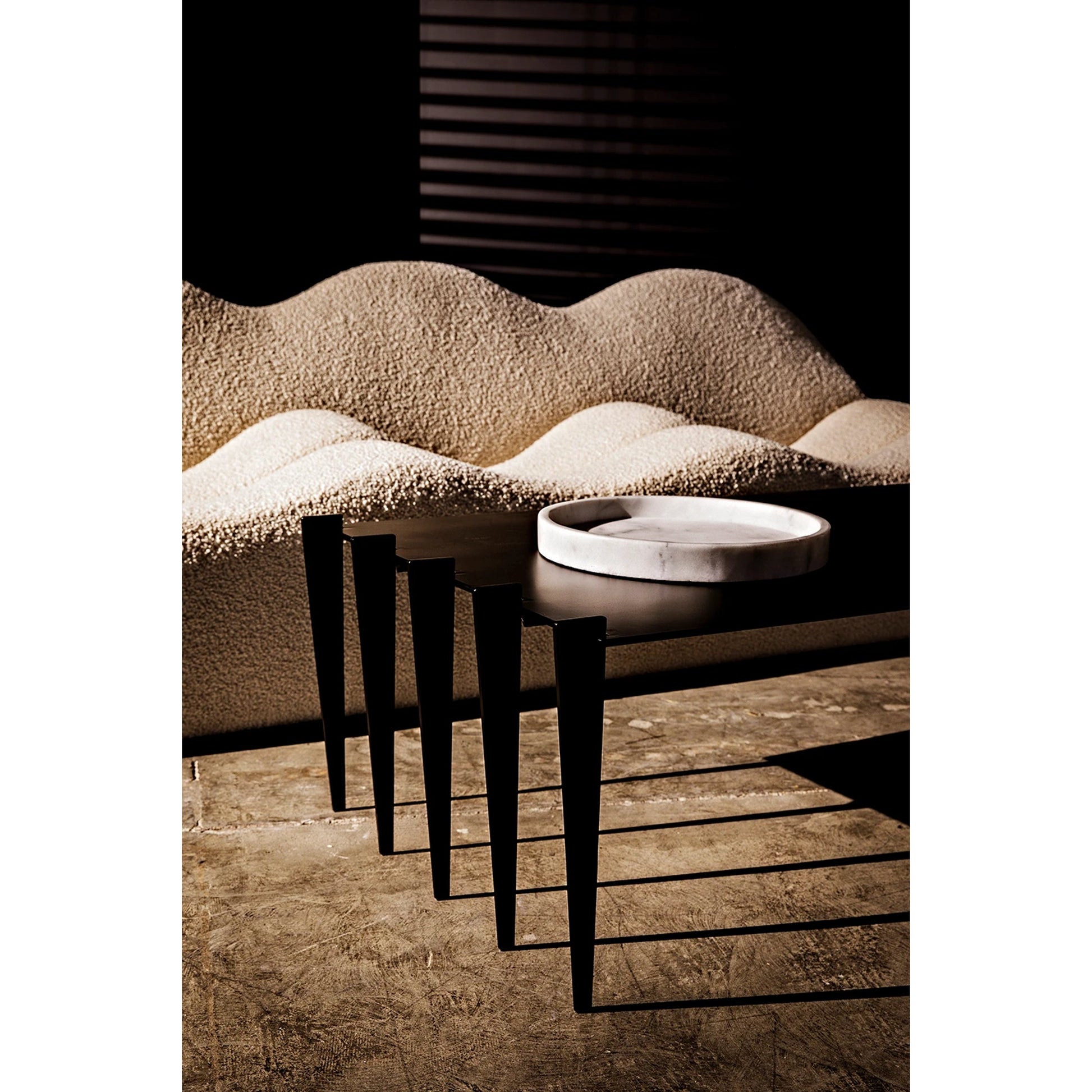 Round Tray by Noir in white stone. Made from unique in a modern style.