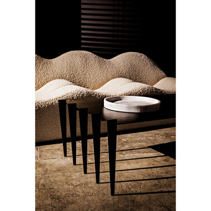 Round Tray by Noir in white stone. Made from unique in a modern style.