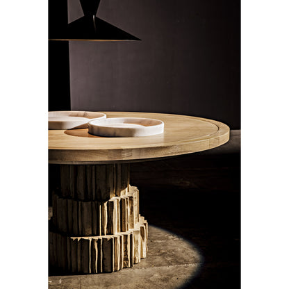 Round Tray by Noir in white stone. Made from unique in a modern style.