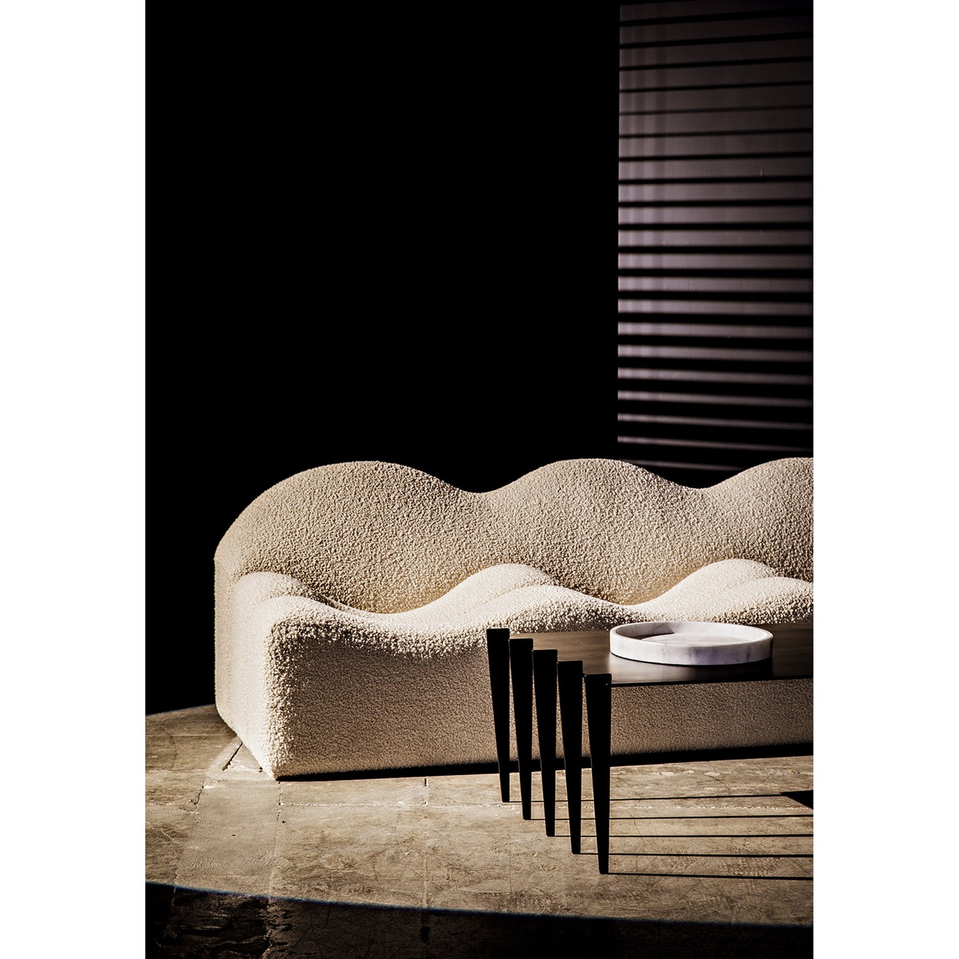 Round Tray by Noir in white stone. Made from unique in a modern style.