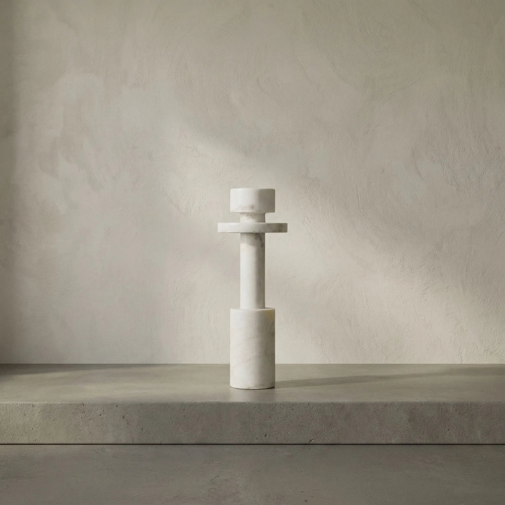Shine Candle Holder by Noir in white stone. Made from unique in a modern style.