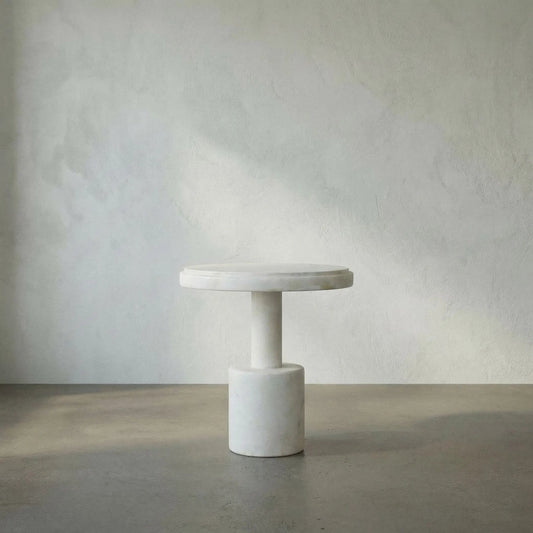 Plato Cake Tray by Noir in white stone. Made from unique in a transitional style.