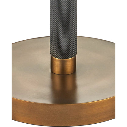 Gavin Floor Lamp by Currey and Company in brass antique, matte black. Made from aluminum in a modern style.