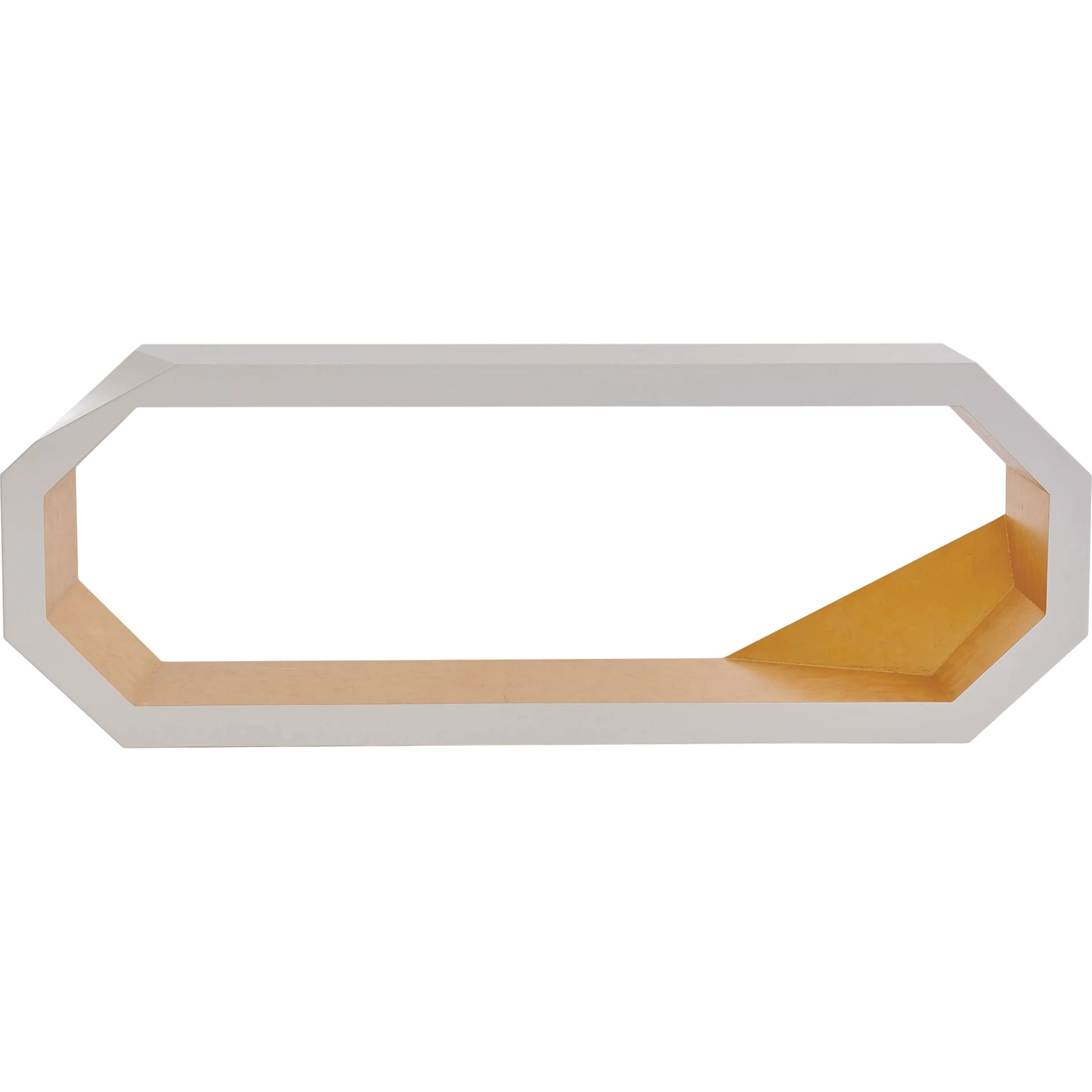 Facet Console by Global Views in gold leaf, polyurethane lacquer inner wood, ivory, polyurethane lacquer outer wood. Made from mdf, pine in a modern style.