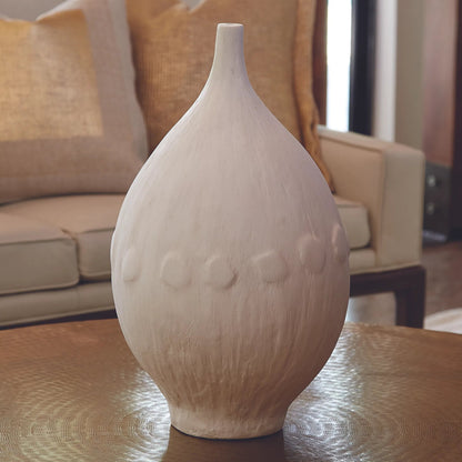 Modernist Chic Vase by Global Views in white. Made from plaster in a eclectic & global style.