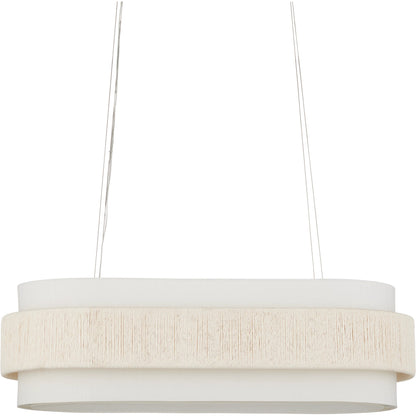 Monreale Oval Chandelier by Currey and Company in white, sugar white. Made from kraft paper twine, wrought iron in a coastal style.