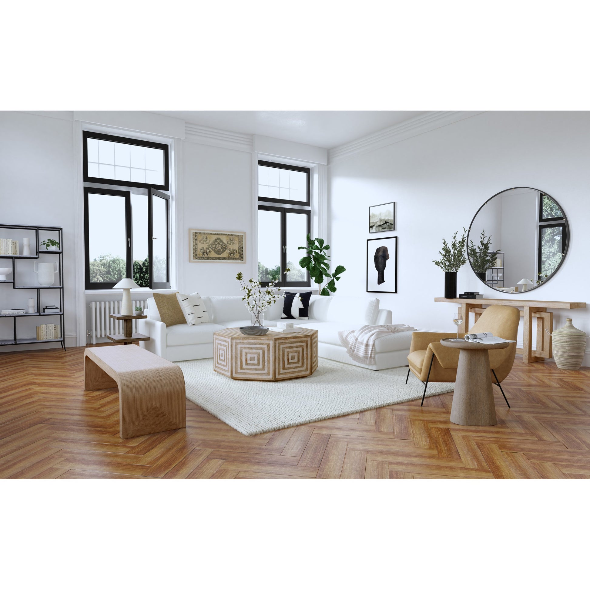 Commerce & Market Modern Console by Hooker Furniture in light wood. Made from clean acacia solids in a coastal style.
