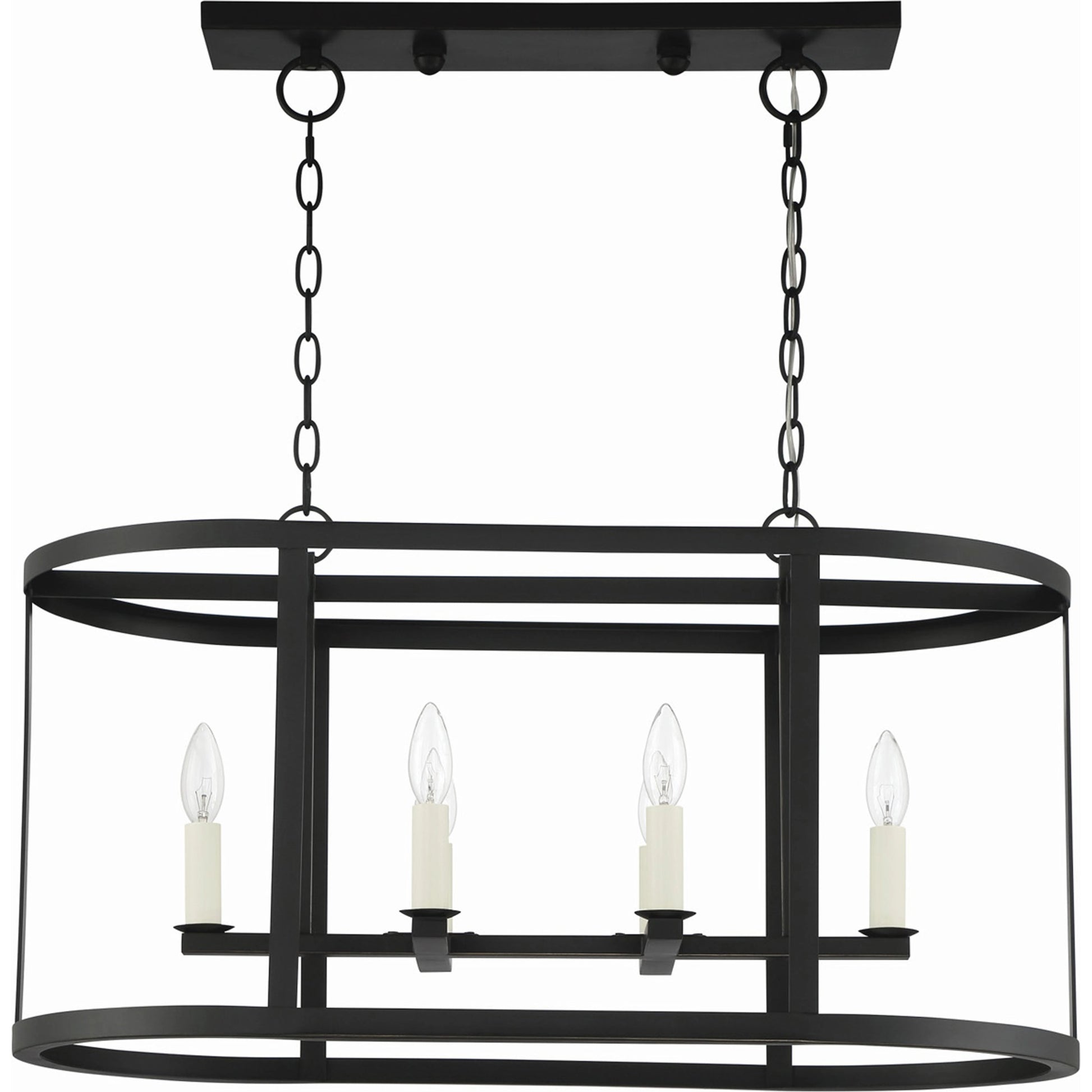 Bryant Linear Chandelier by Lumanity in oil rubbed bronze. Made from iron in a traditional style.