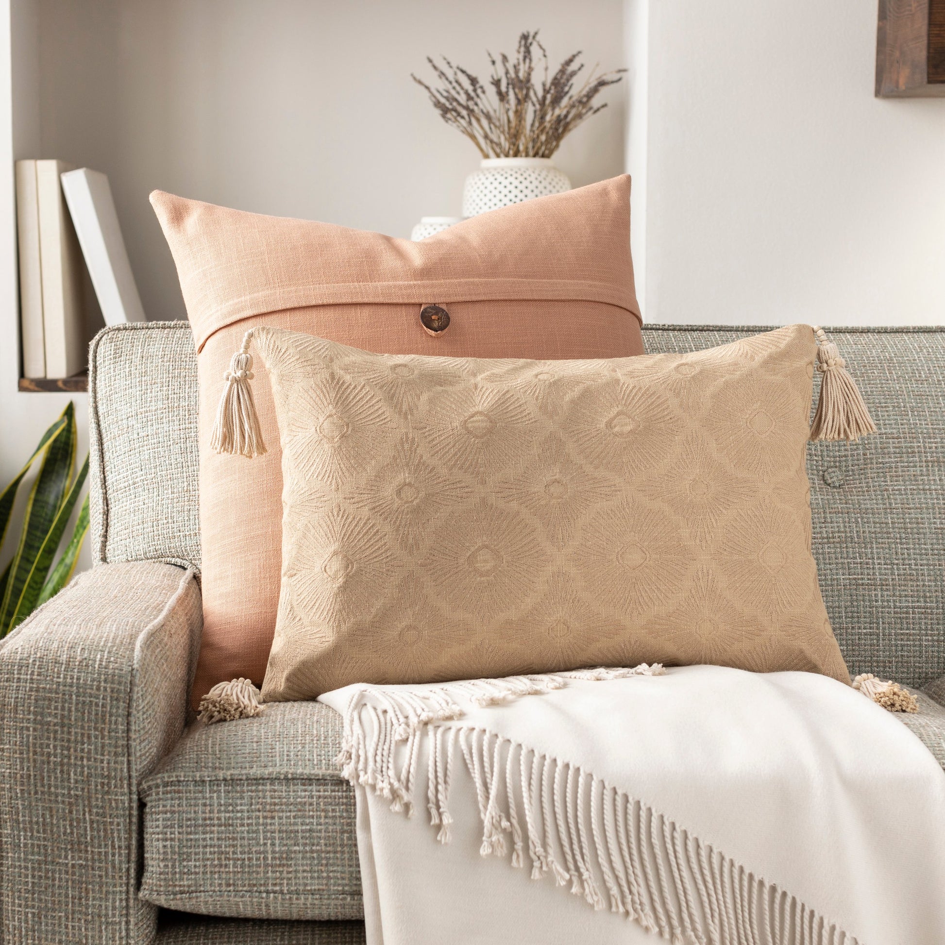 Accra Pillow - 33342 by Surya in mint, moss. Made from 100% cotton in a transitional style.