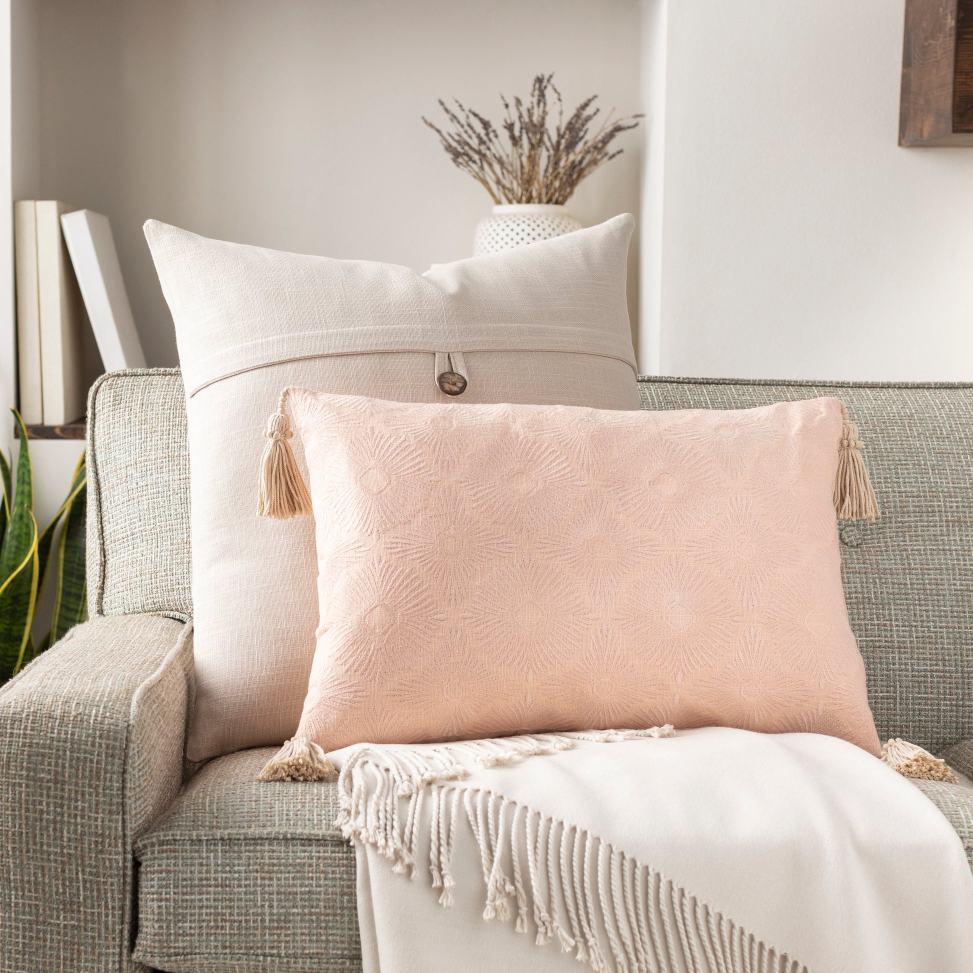 Accra Pillow - 33342 by Surya in mint, moss. Made from 100% cotton in a transitional style.