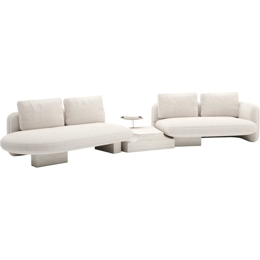 Overlap Bumper Sectional by Caracole in whisper of gold. Made from stone in a transitional style.