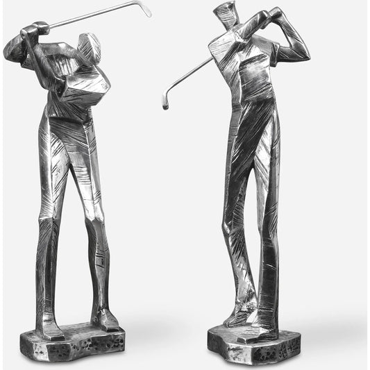 Practice Shot Metallic Statues (Set of 2) by Uttermost. Made from polyresin in a modern style.