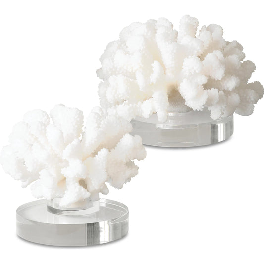 Hard Coral Sculptures (Set of 2) by Uttermost. Made from resin, crystal in a coastal style.